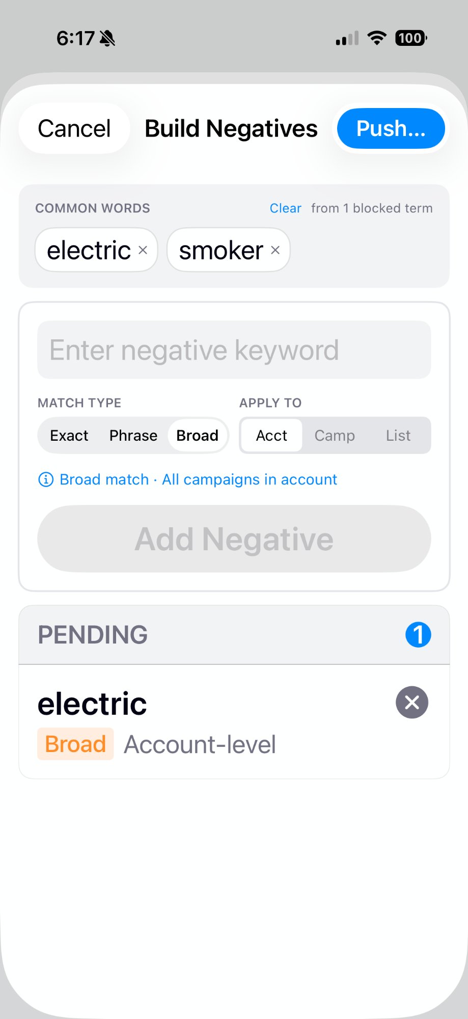 Negative Match Maker